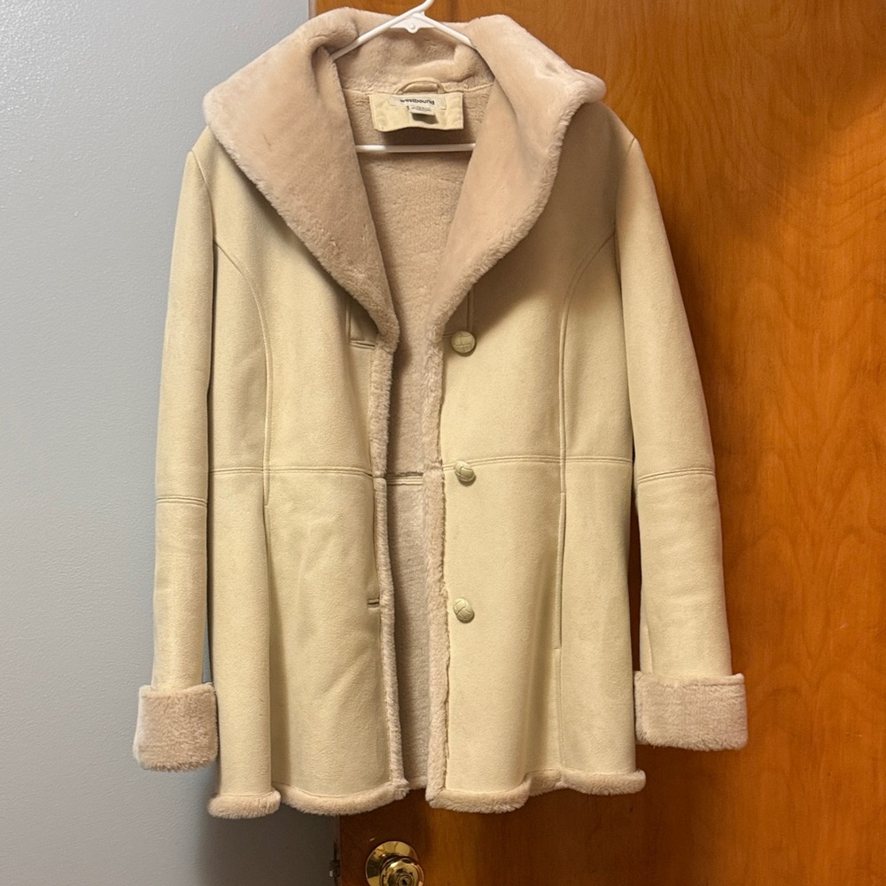 Westbound Cream Teddy Jacket with Plush Collar